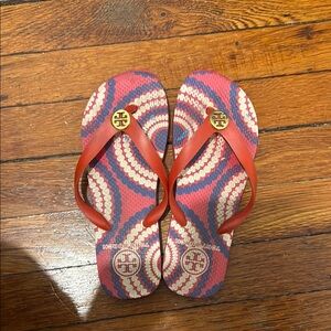 Tory Burch Red and Blue Flip Flops